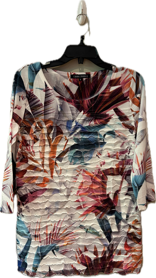 London ruffle 3/4 sleeve crewneck top-2837