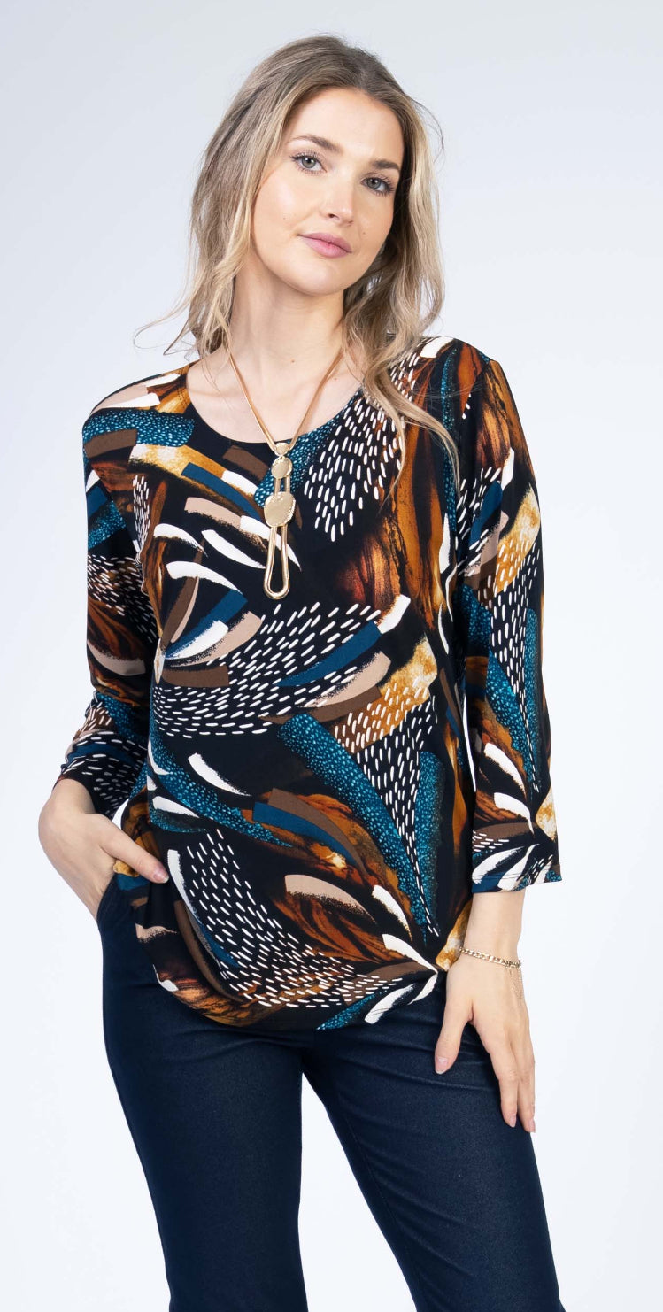 Owl crewneck pullover top -Petite