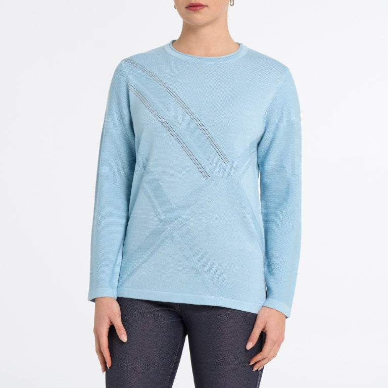Geometric Rhinestone Accent Knit Sweater