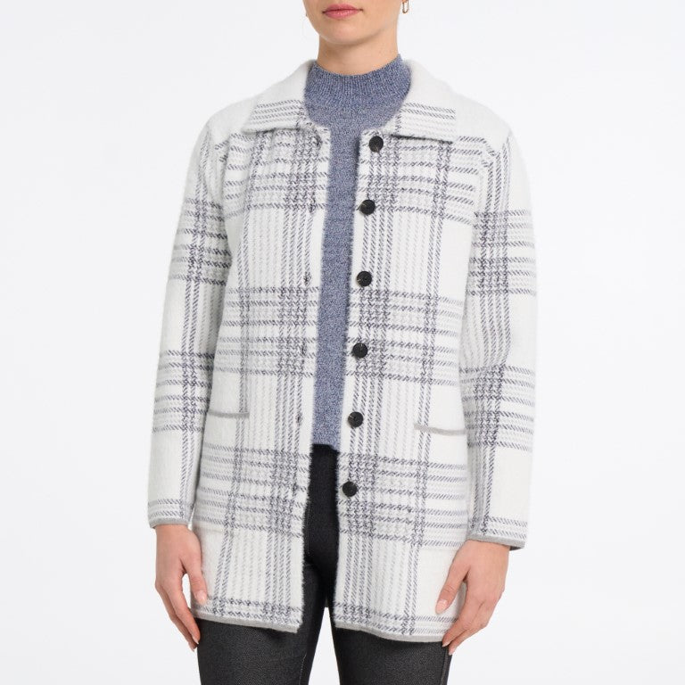 Brushed Plaid Longline Coatigan
