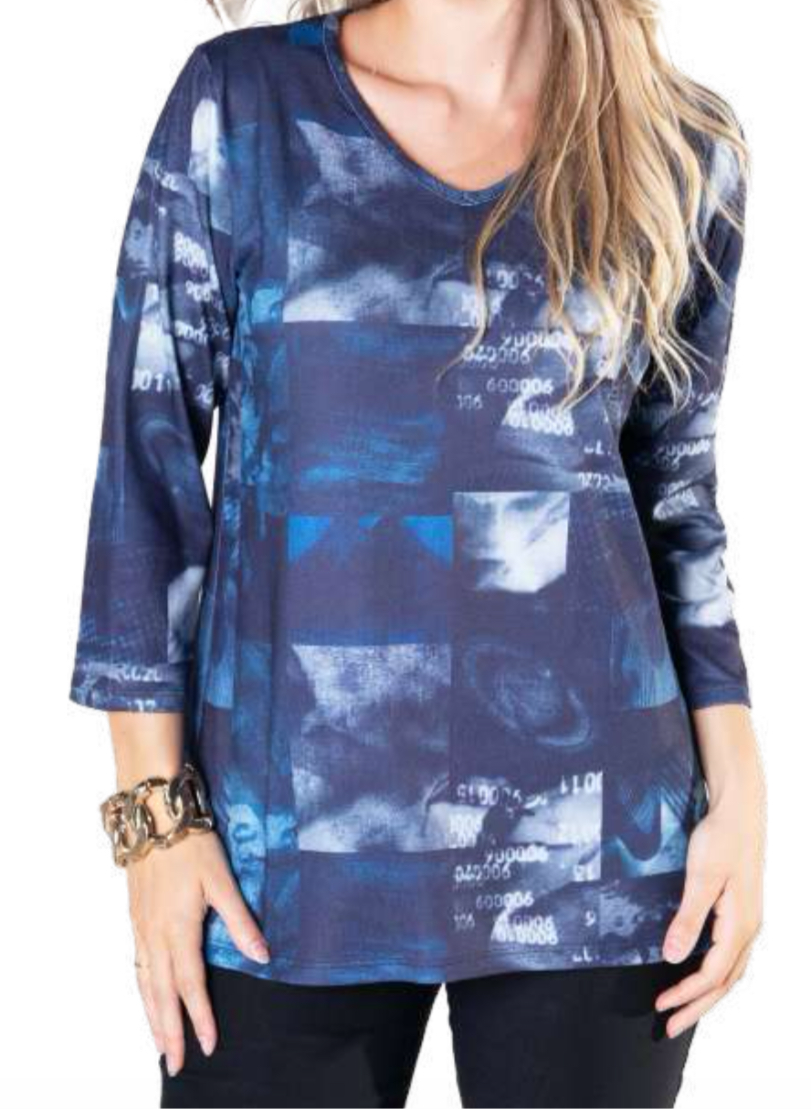 V-neck 3/4 sleeve top -Petite 5502P