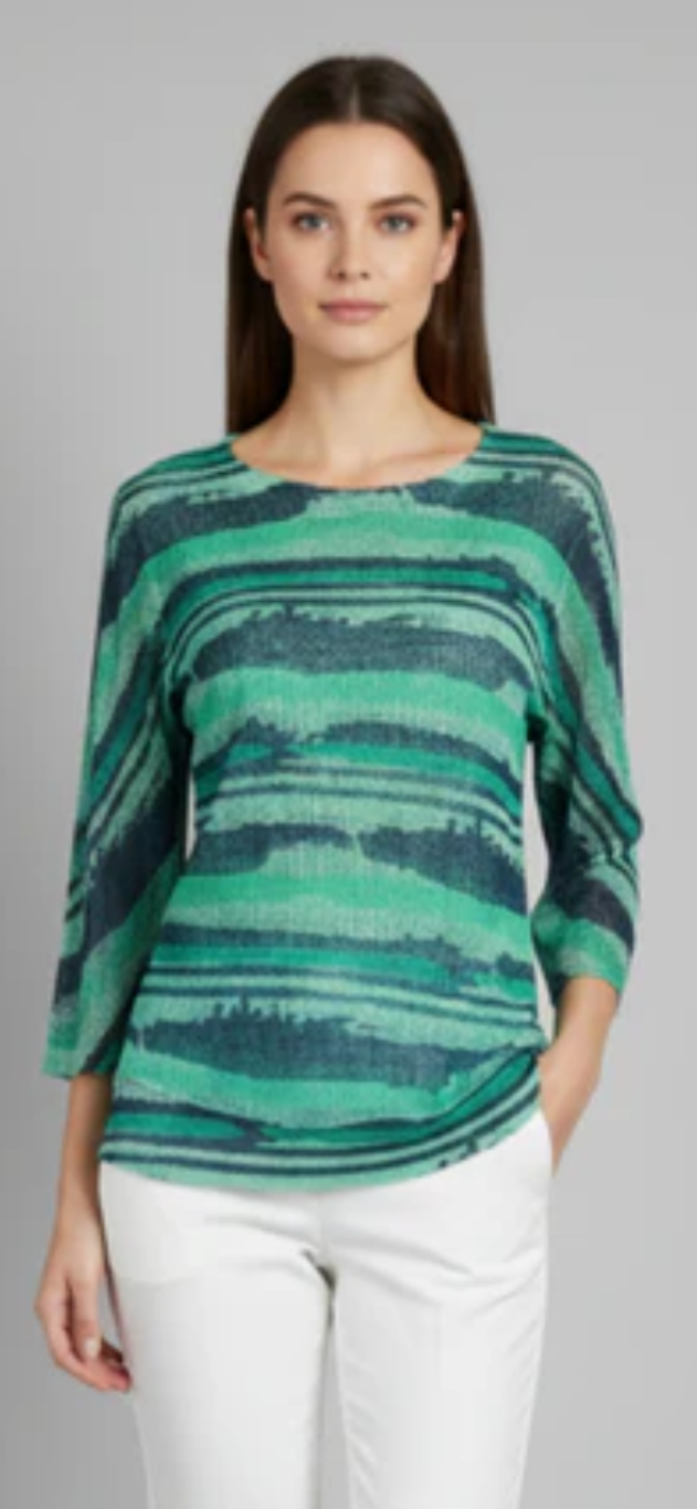 London Full Sleeve Abstract Striped Top 87-3037