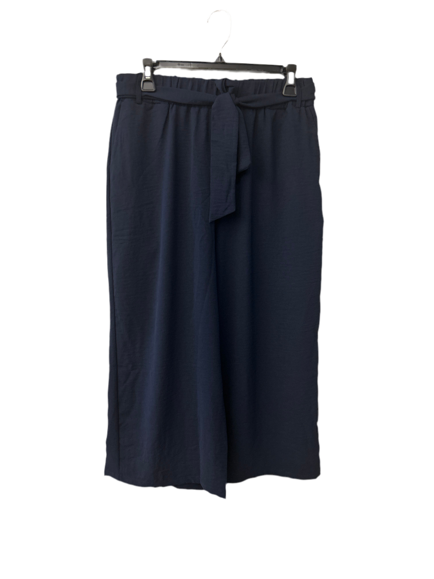 Crepe tie waist wide leg pant