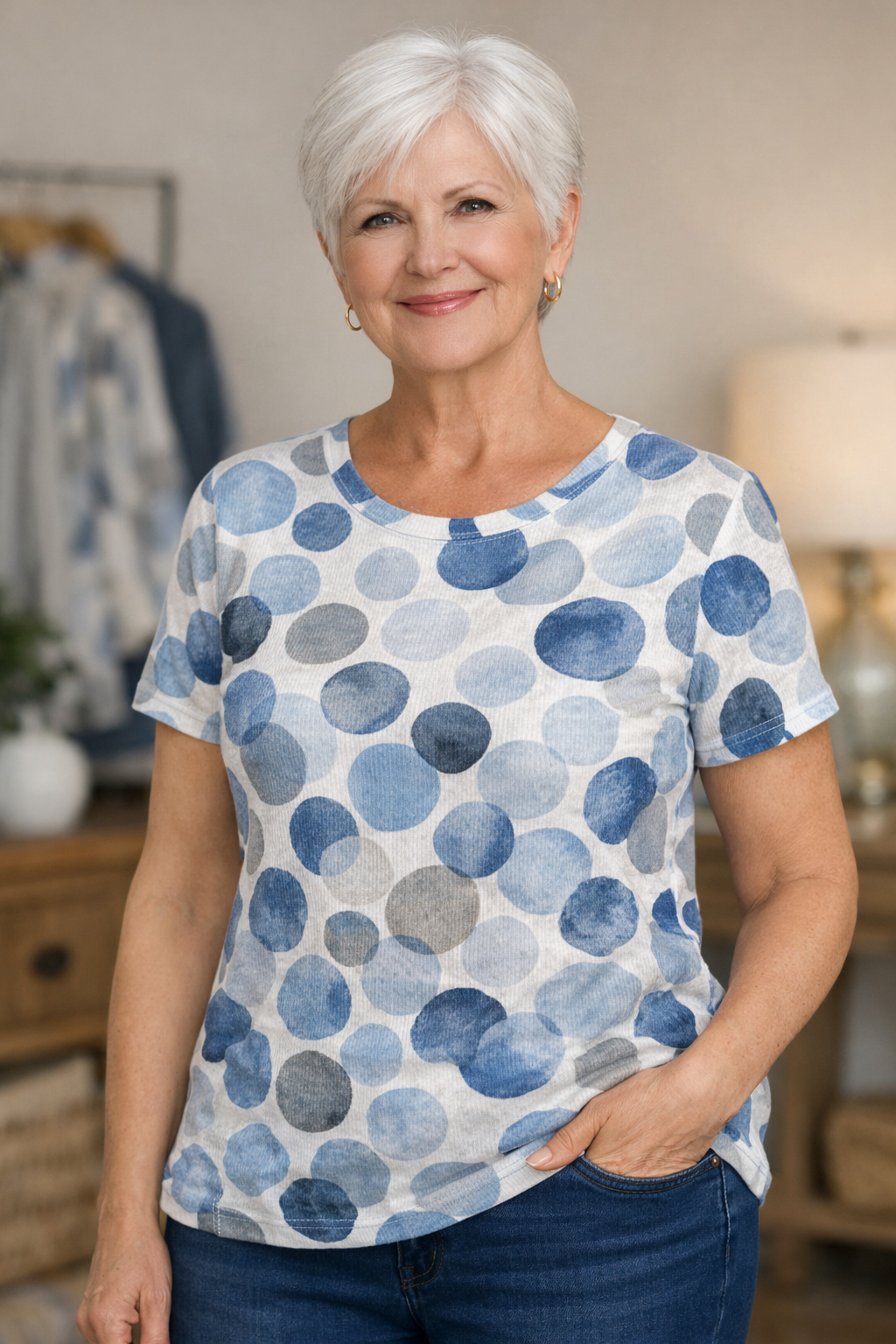 Ava printed T-shirt top petite (3389P)