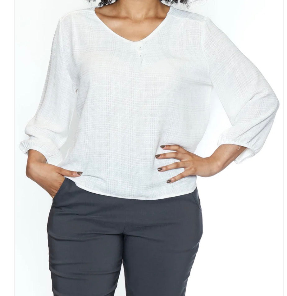 Blouse w/ 3/4 Sleeve and Button Detail (T6162)