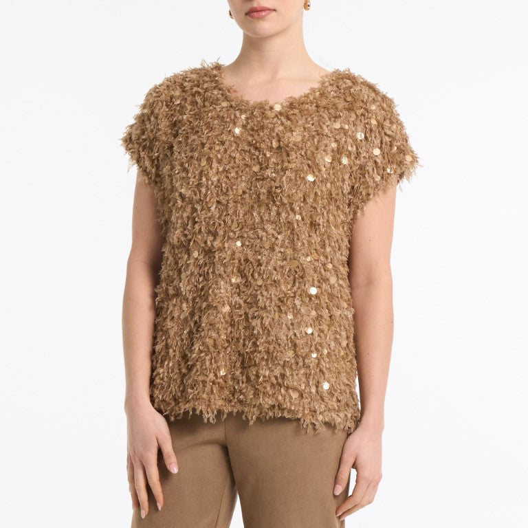 Feathered sequin top