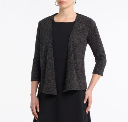 Metallic Shimmer Open-Front Bolero Jacket