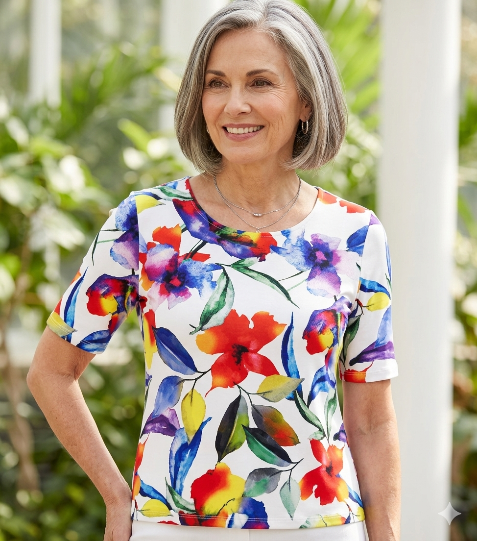 Flora printed crewneck (3389)