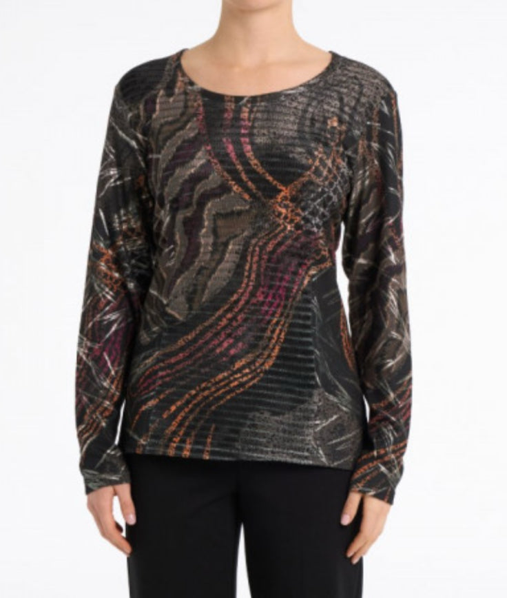 Carmen crewneck cut out top in velour feel multimedia
