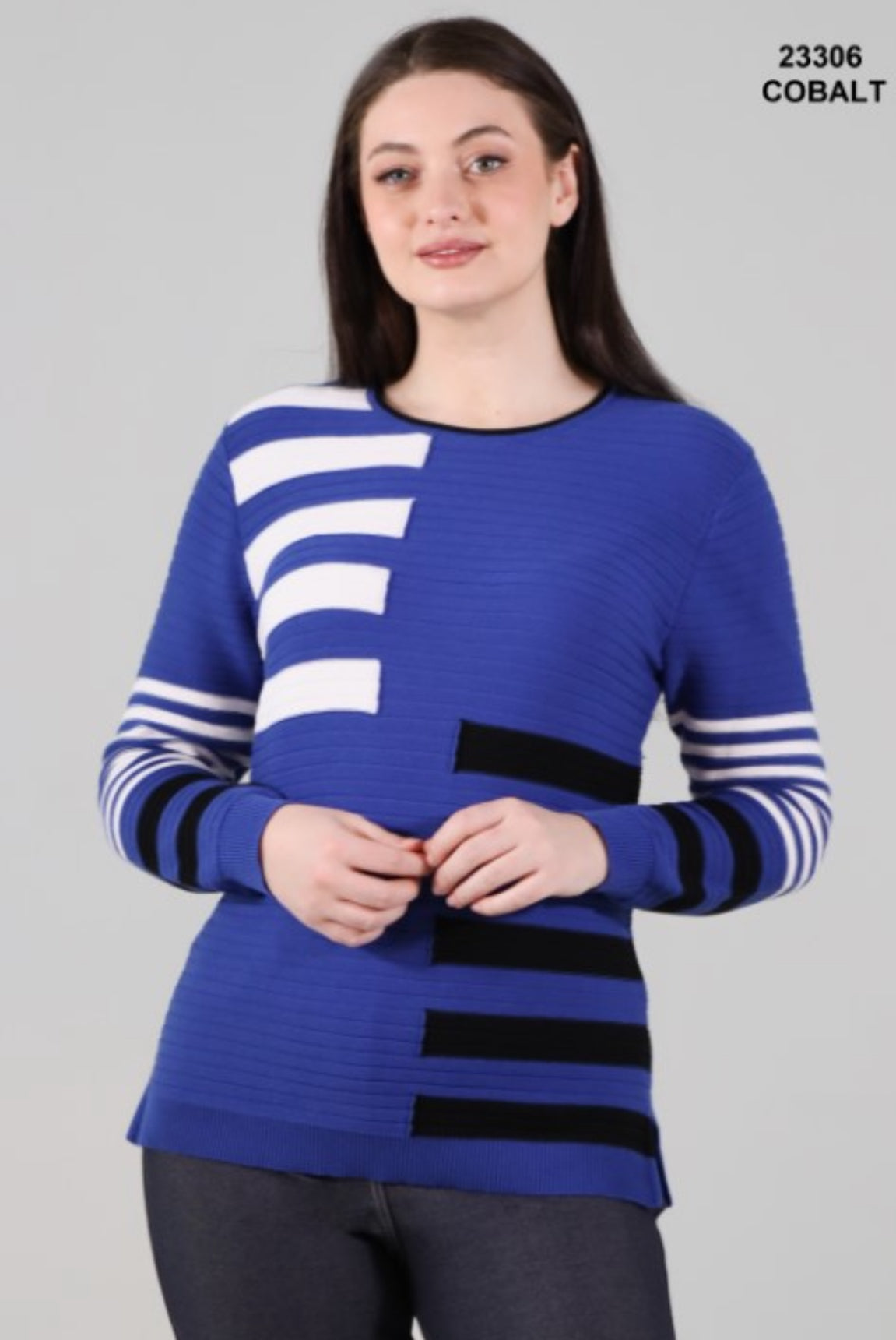 Crewneck abstract stripe sweater