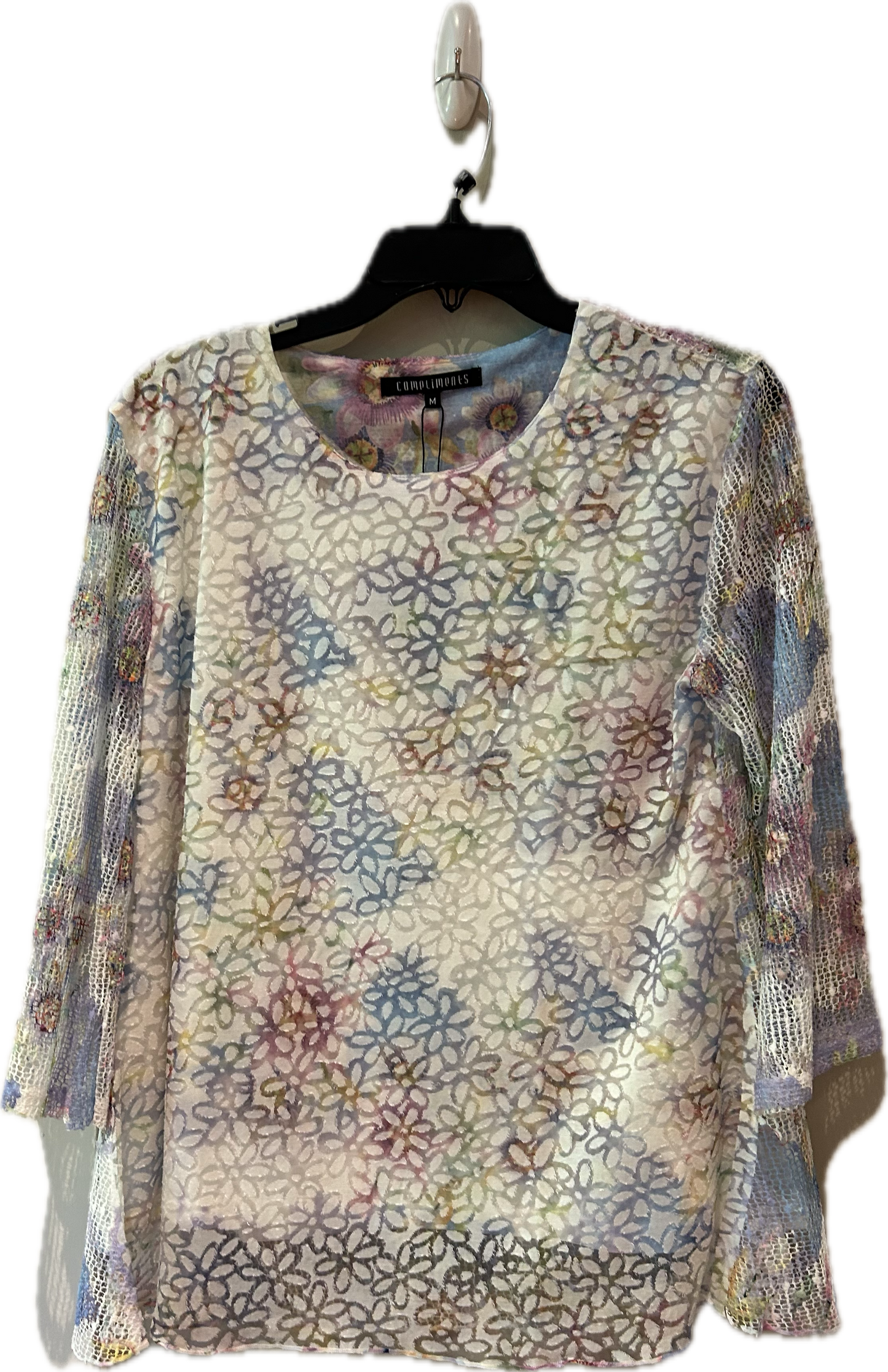 London printed overlay crewneck top-3339