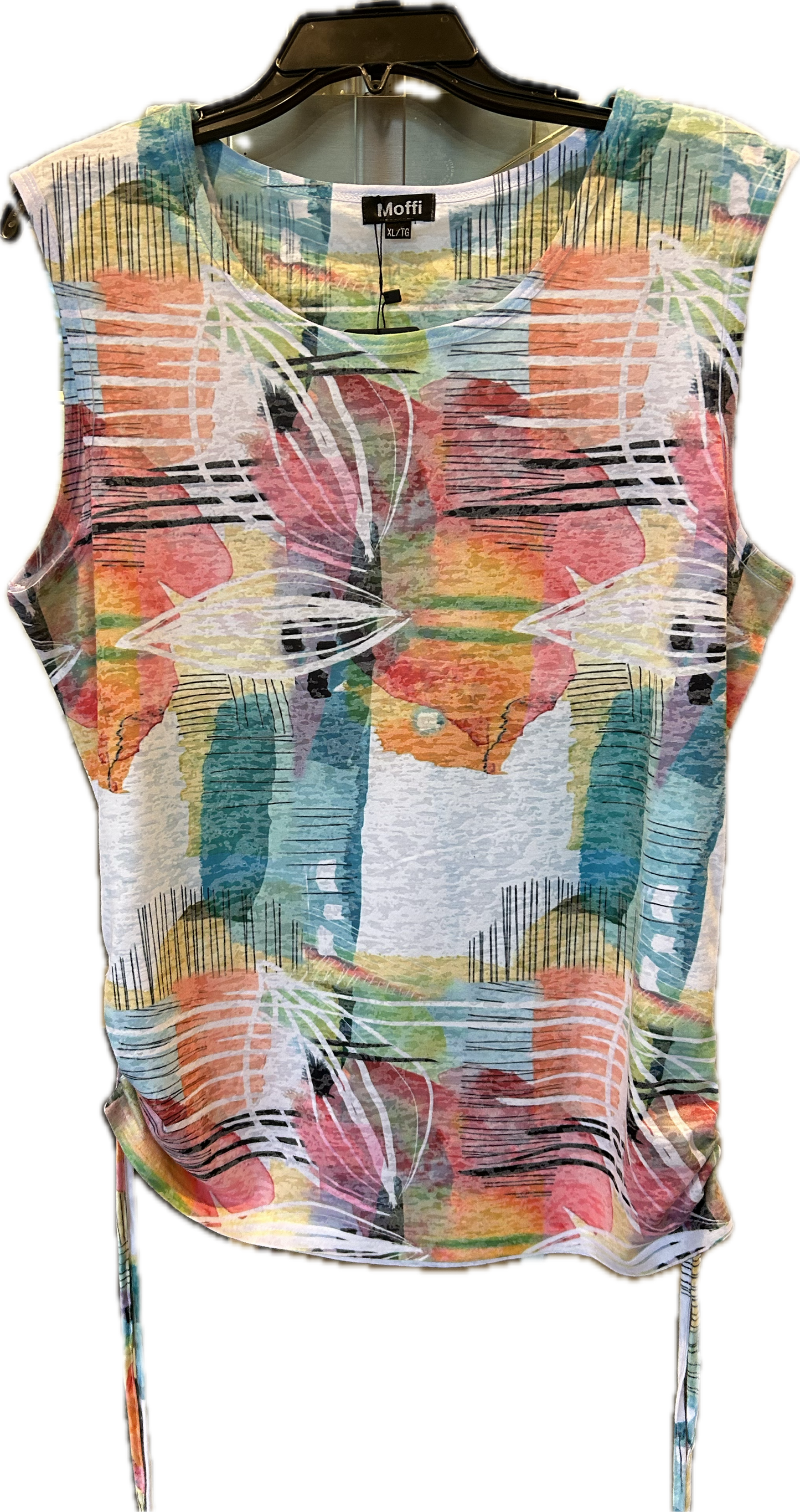 Crewneck printed tank top with ties