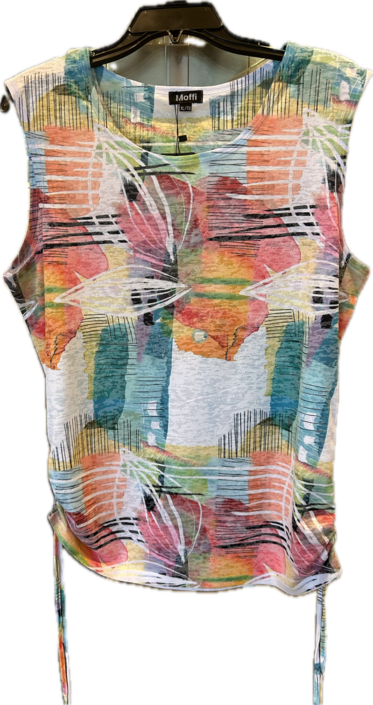 Crewneck printed tank top with ties