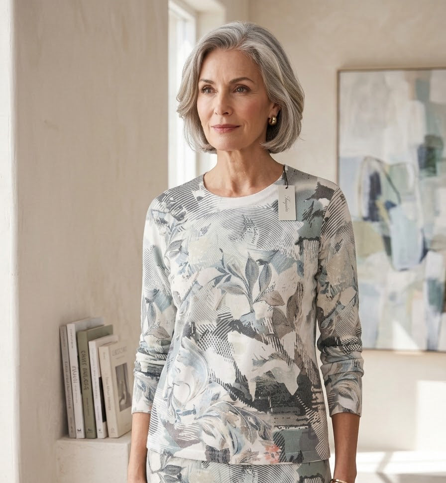 Sophie Sage leaf Print Top