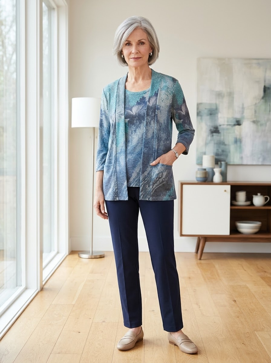 The Aqua Mist Layered Knit Top