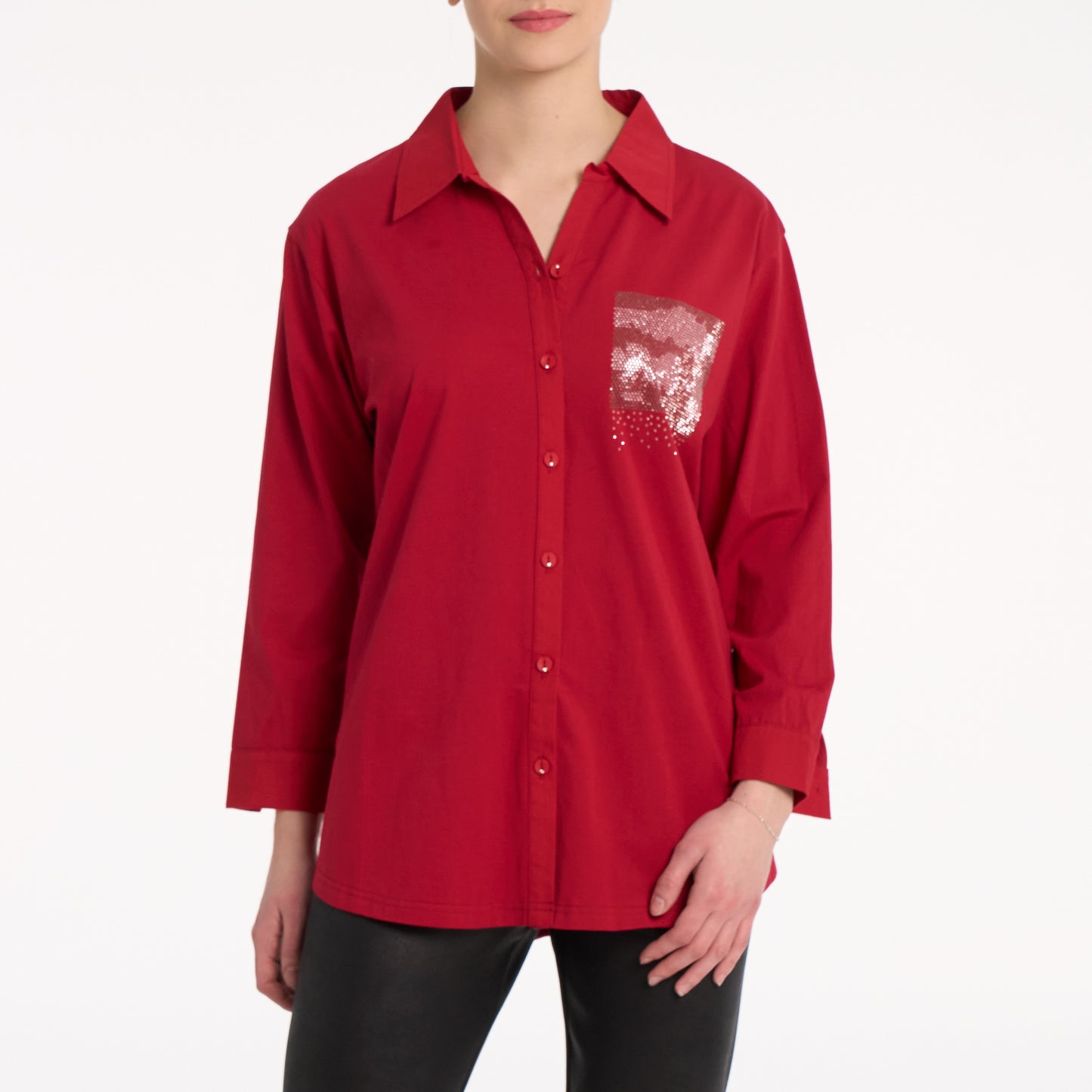 Uma peach silky blouse with glitter detailing