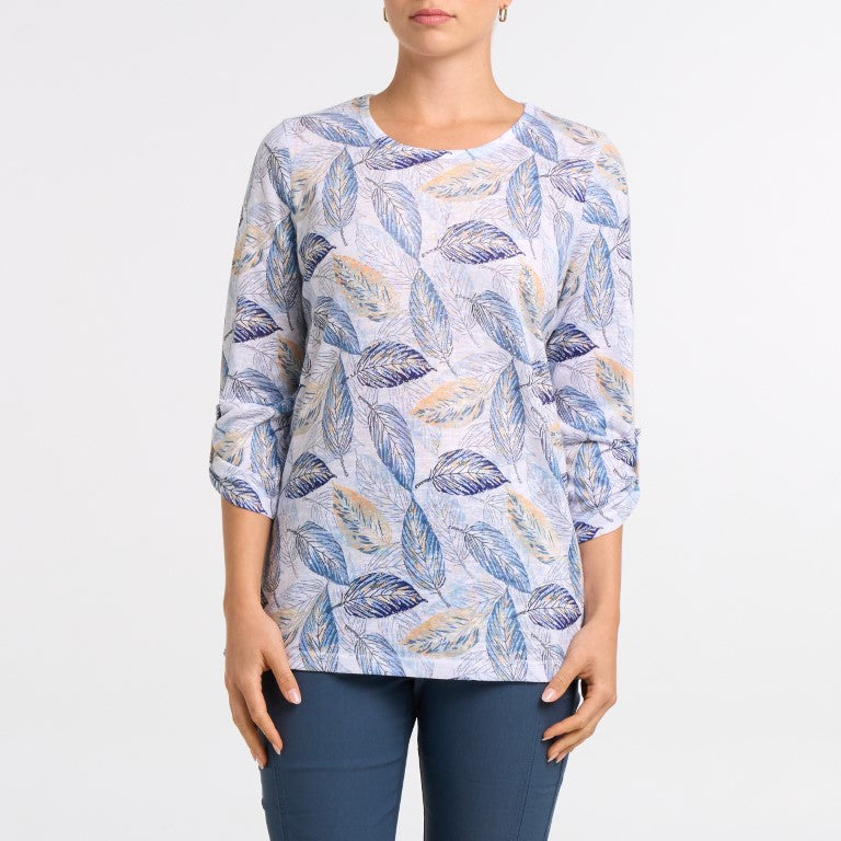 Indigo Leaf Burnout Tunic Top