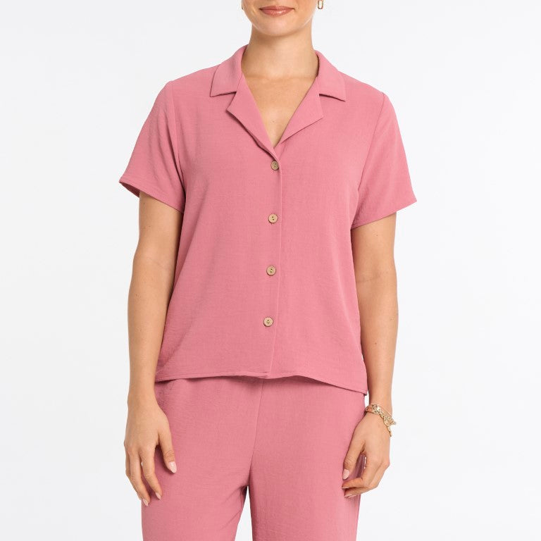 Lindsay air-flow short sleeve blouse with buttons