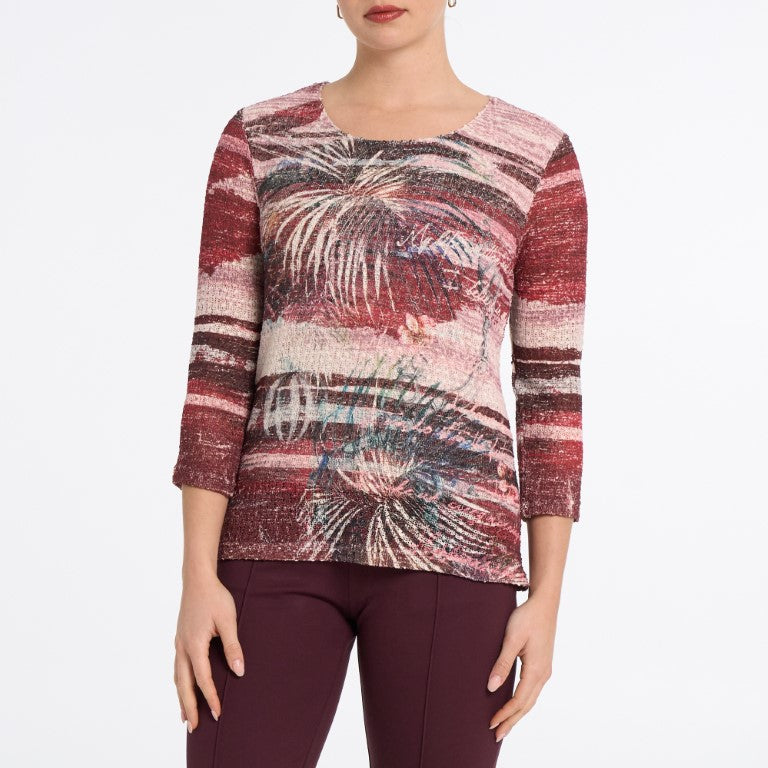 Artisanal Botanical Stripe Knit Top