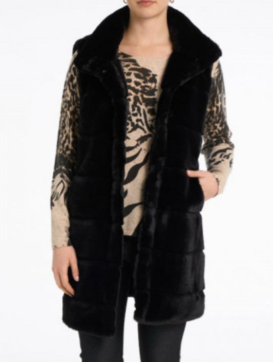 Luxurious Faux fur long vest with pockets