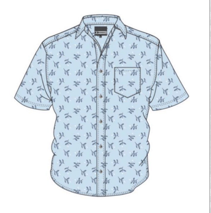 Mens’ coastal leaf button down shirt S02231