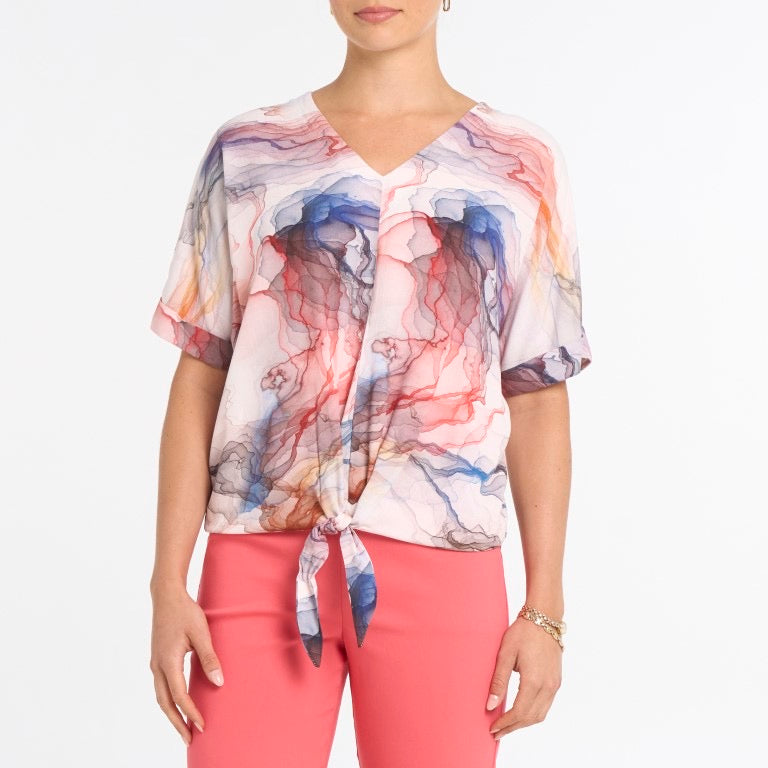 Sadie tie front printed satin top
