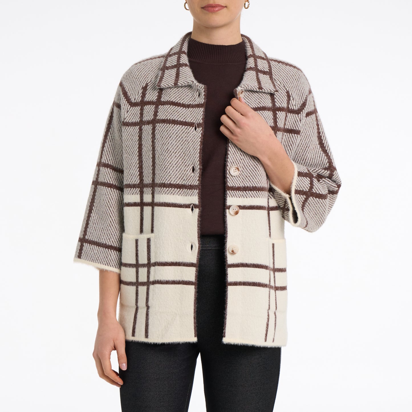Jackie plaid cashmerelle cardigan