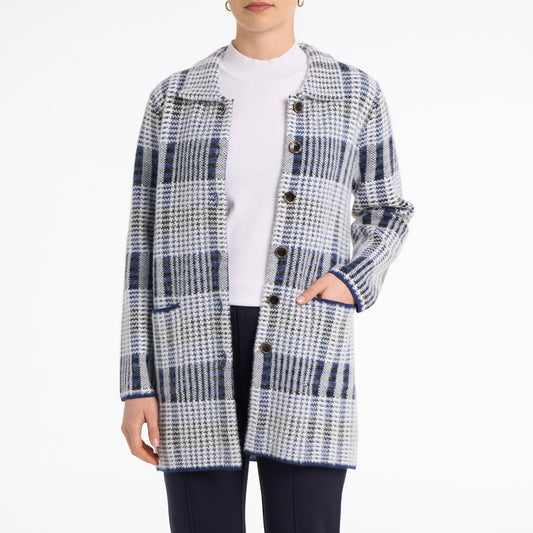 Sophia eyelash plaid cardigan