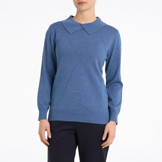 Meghan argyle knit split cowl neck sweater
