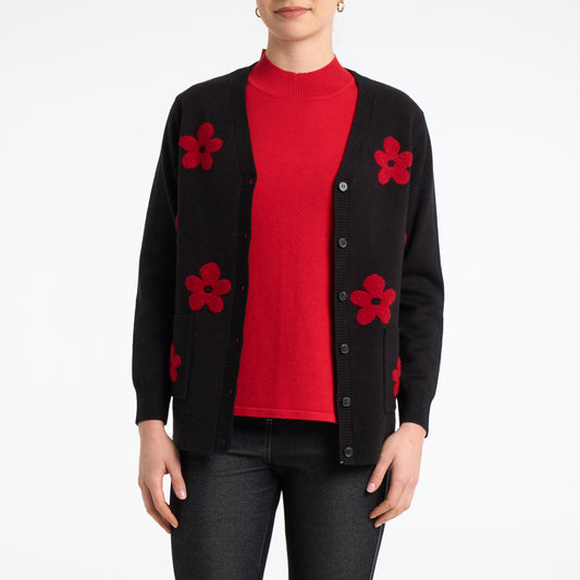 Kate knit cardigan with poppy details
