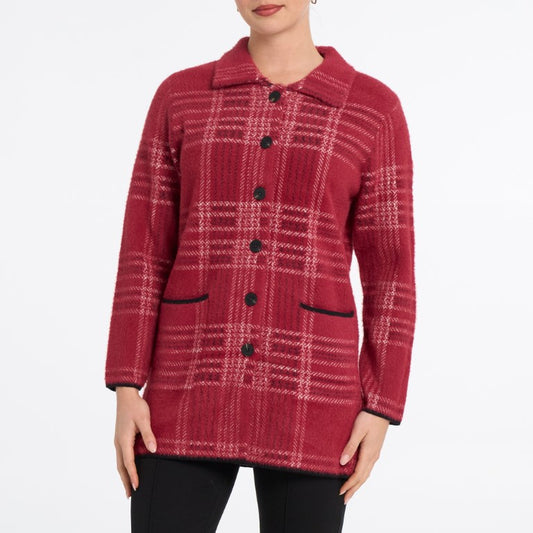 Brushed Plaid Longline Coatigan