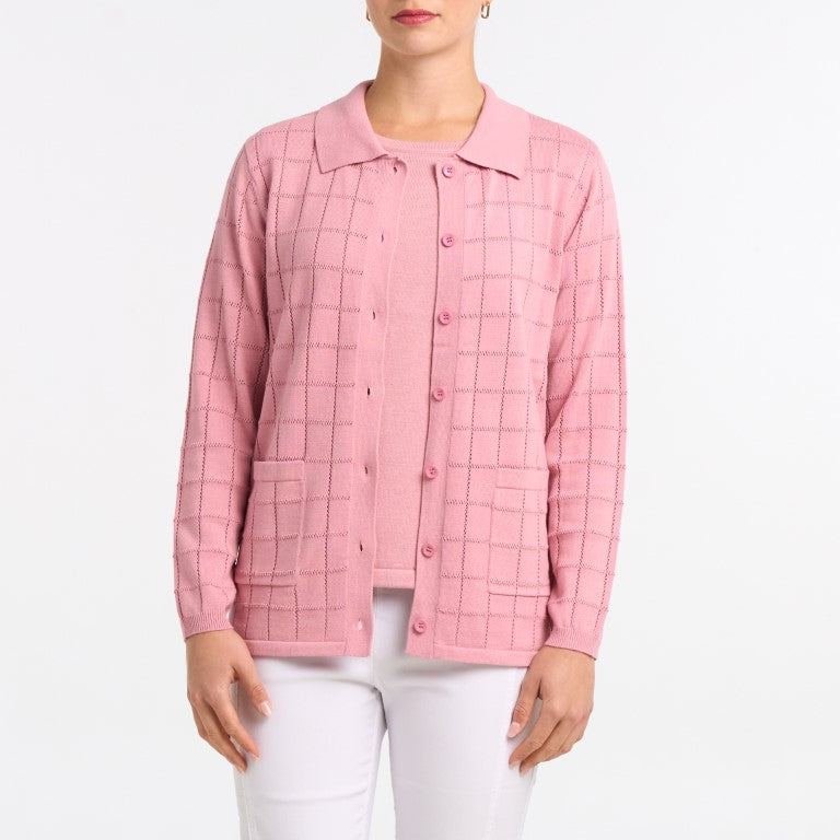 Lisa Pointelle knit sweater twin set