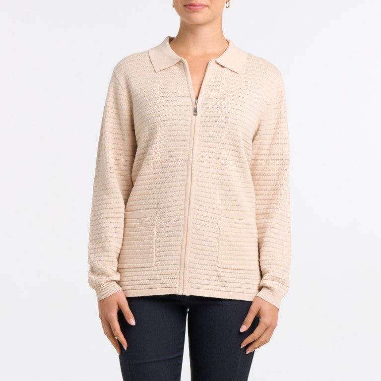Meghan knit polo cardigan with zipper
