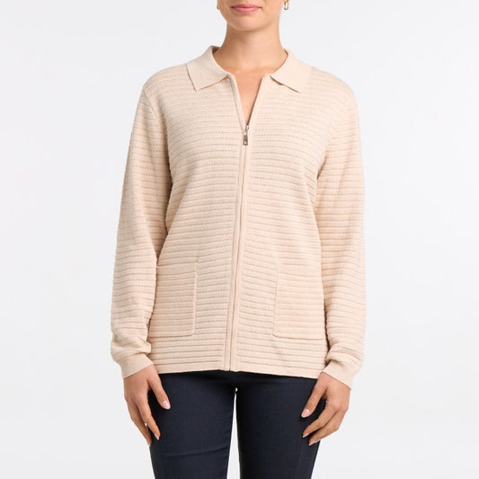 Meghan knit polo cardigan with zipper