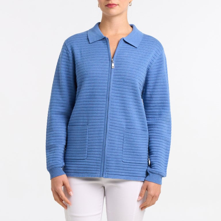 Meghan knit polo cardigan with zipper