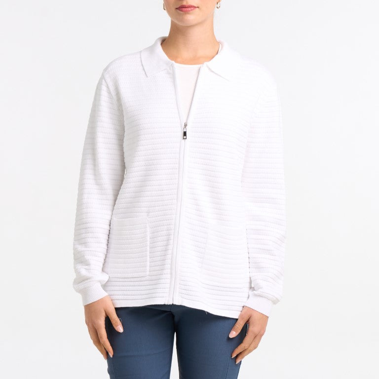 Meghan knit polo cardigan with zipper