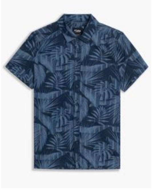 Kris SS mens button down shirt printed denim-3066