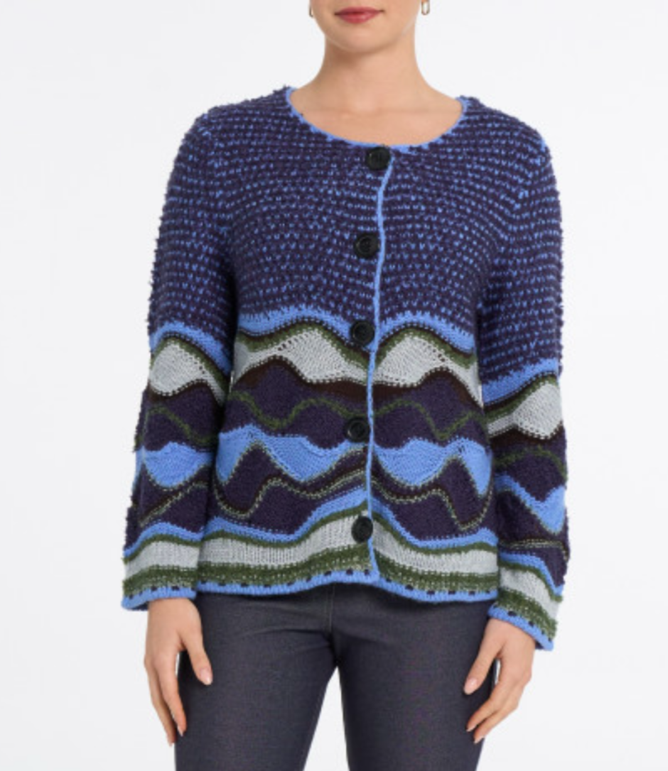 Wavy Ripple Textured Knit Cardigan