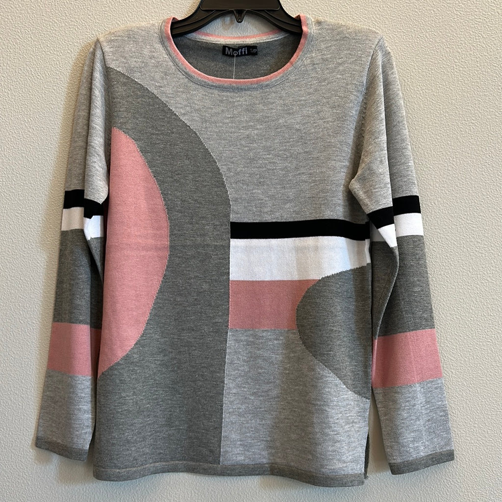 Printed jacquard crewneck sweater