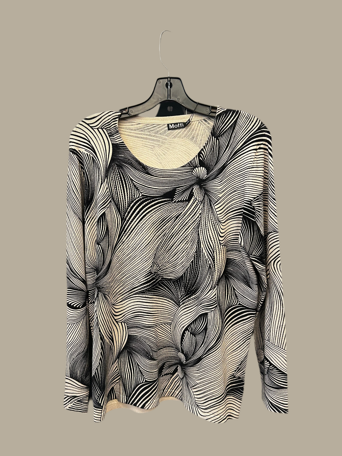 Beige swirl art to wear sweater with hotfix details
