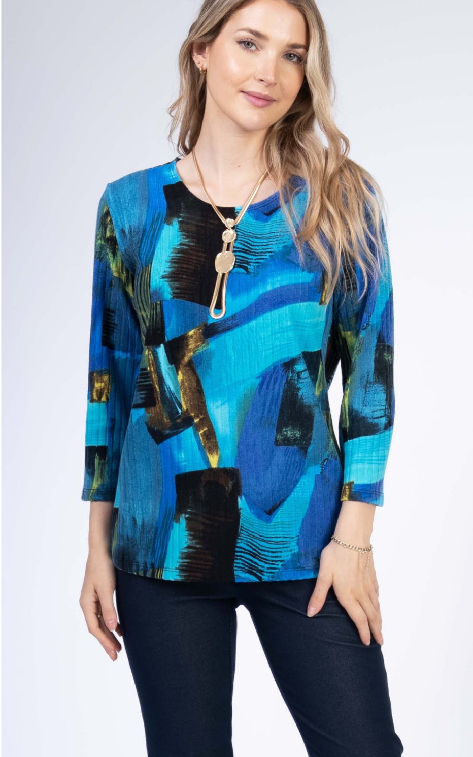 Nema crewneck pullover top-Petite