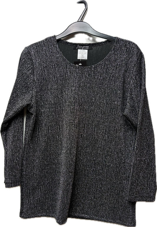 Shimmer pullover round neck top-Petite