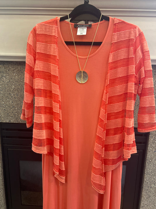 Mesh knit cardigan by-tone multi media