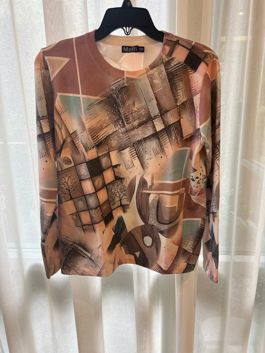 Abstract crewneck art to wear sweater with hotfix details