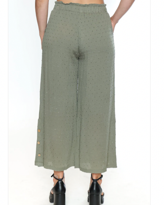 Sophia Cropped textured wide leg pant