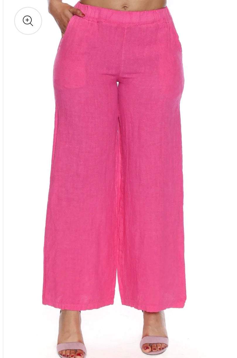 Linen Full Length Wide Leg Pant (L5864)