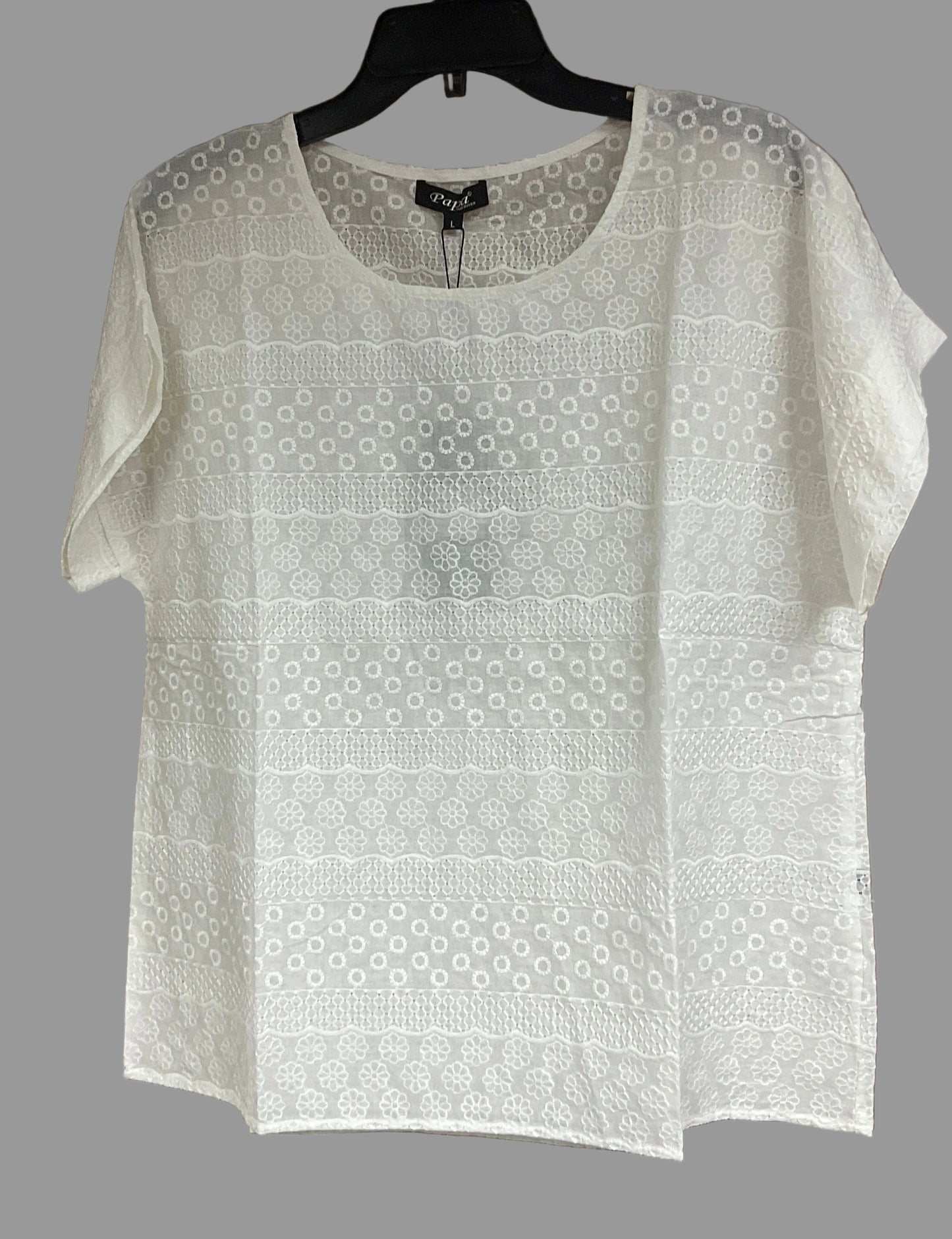 Cotton Eyelet Top w/ Short Sleeves (T5435)