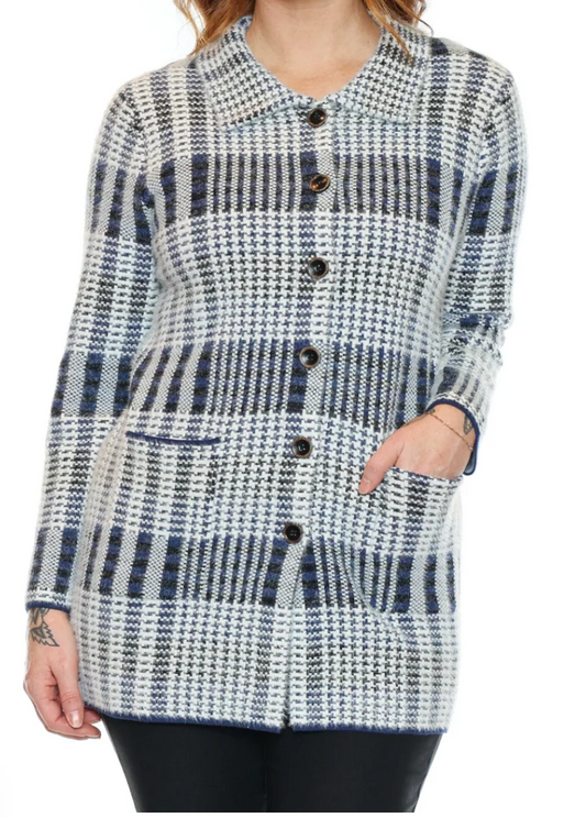 Plaid longline cardigan with pockets