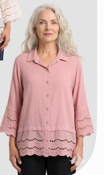 Sophia lace foil  blouse-GN6403