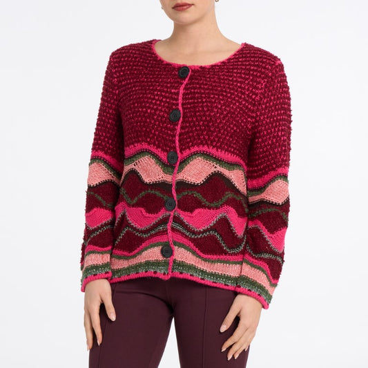 Wavy Ripple Textured Knit Cardigan